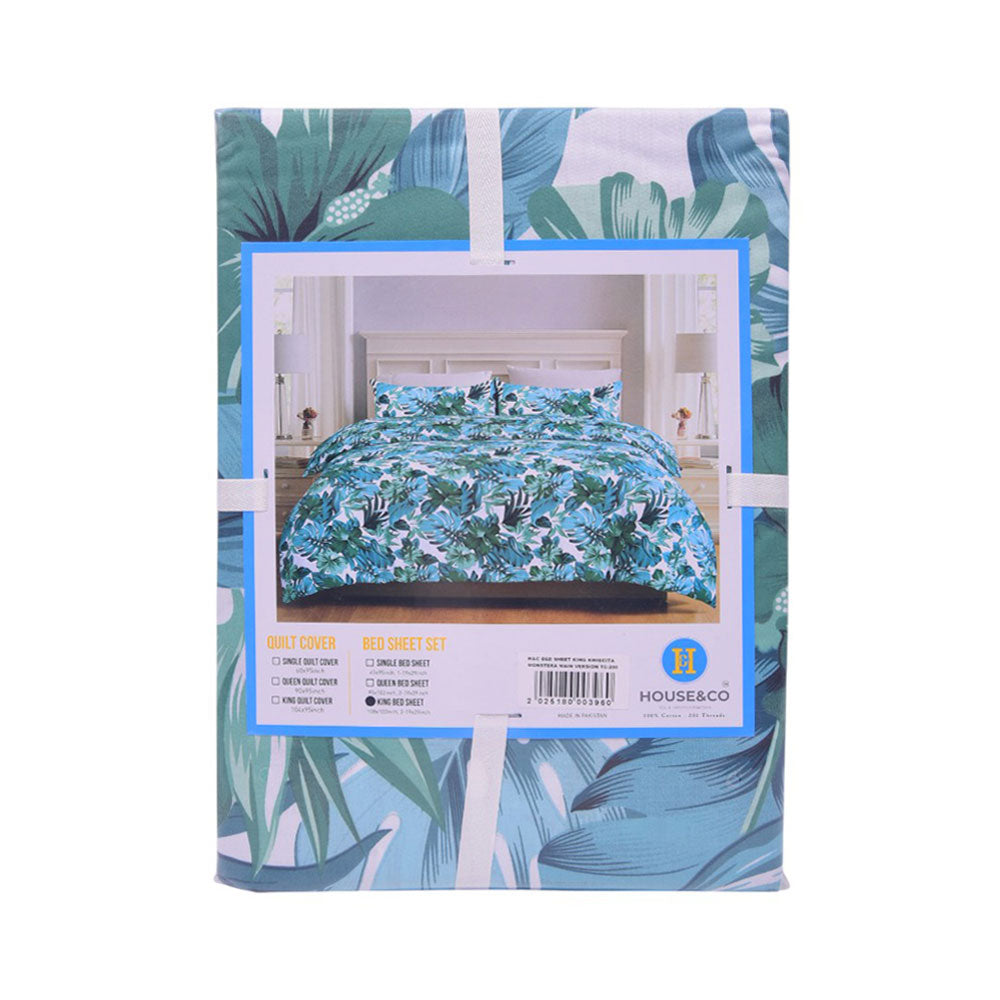House & Co BED SHEET KINGKWIECITA MONSTERA MAIN VERSION TC-200