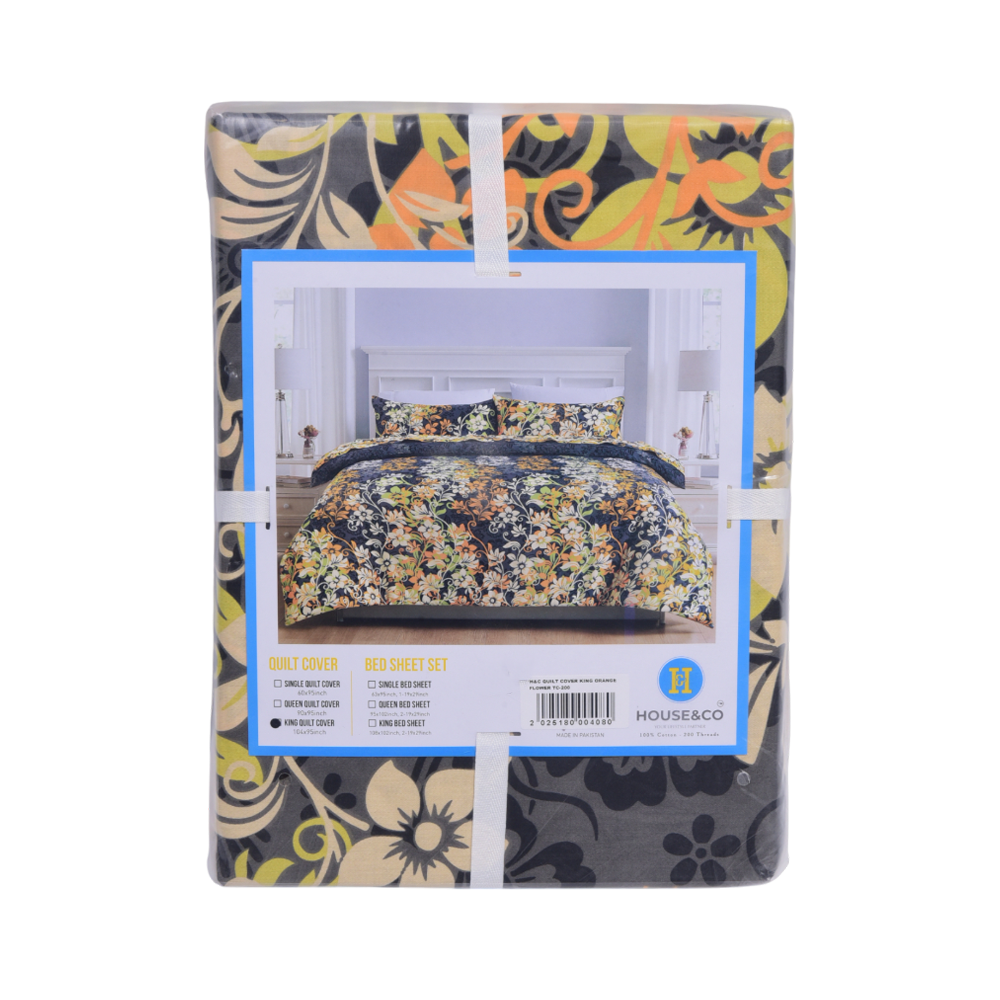 House & Co QUILT COVER KING ORANGE FLOWER TC-200
