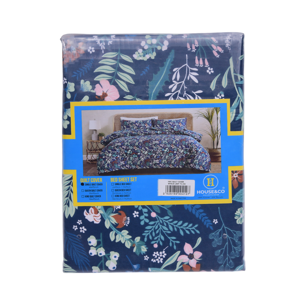 House & Co QUILT COVER SINGLELEAF TC-250