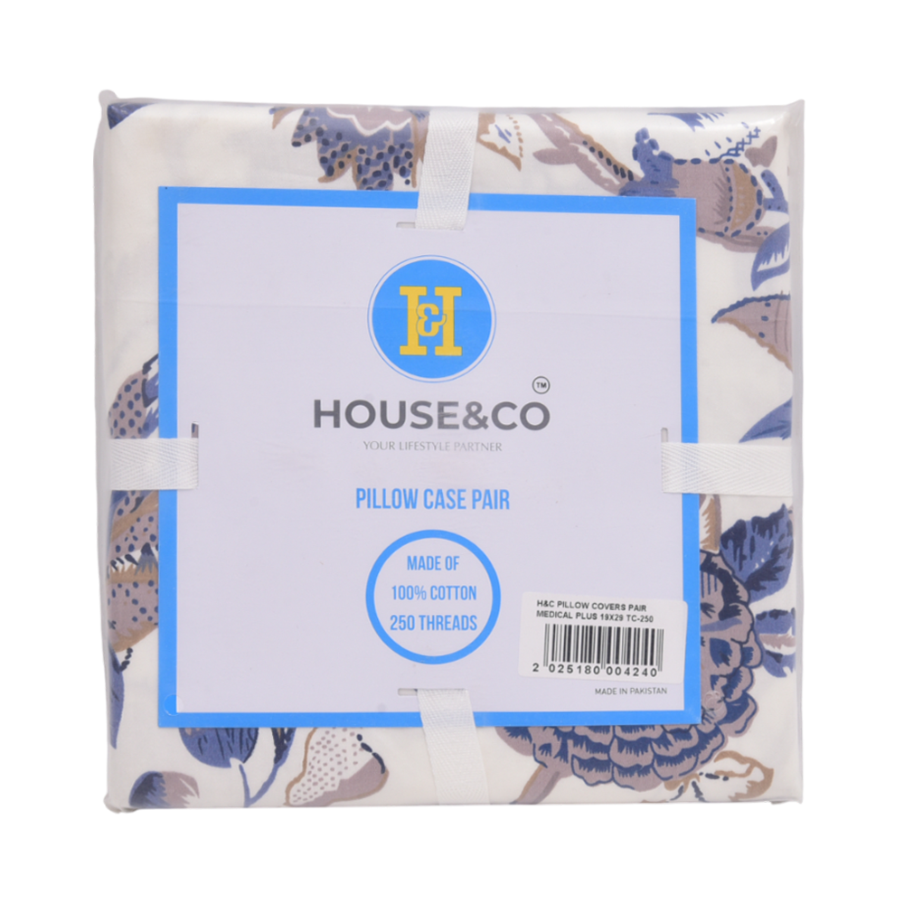 House & Co PILLOW COVERS PAIR MEDICAL PLUS 19X29 TC-250