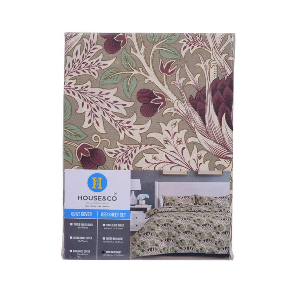 House & Co BED SHEET KING ETCHING & ROSES MAIN VERSION T-144