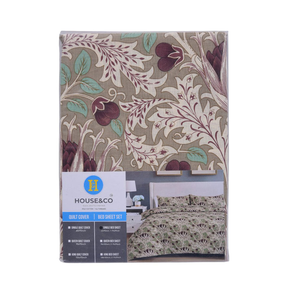House & Co BED SHEET SINGLE ETCHING & ROSES MAIN VERSION T-144