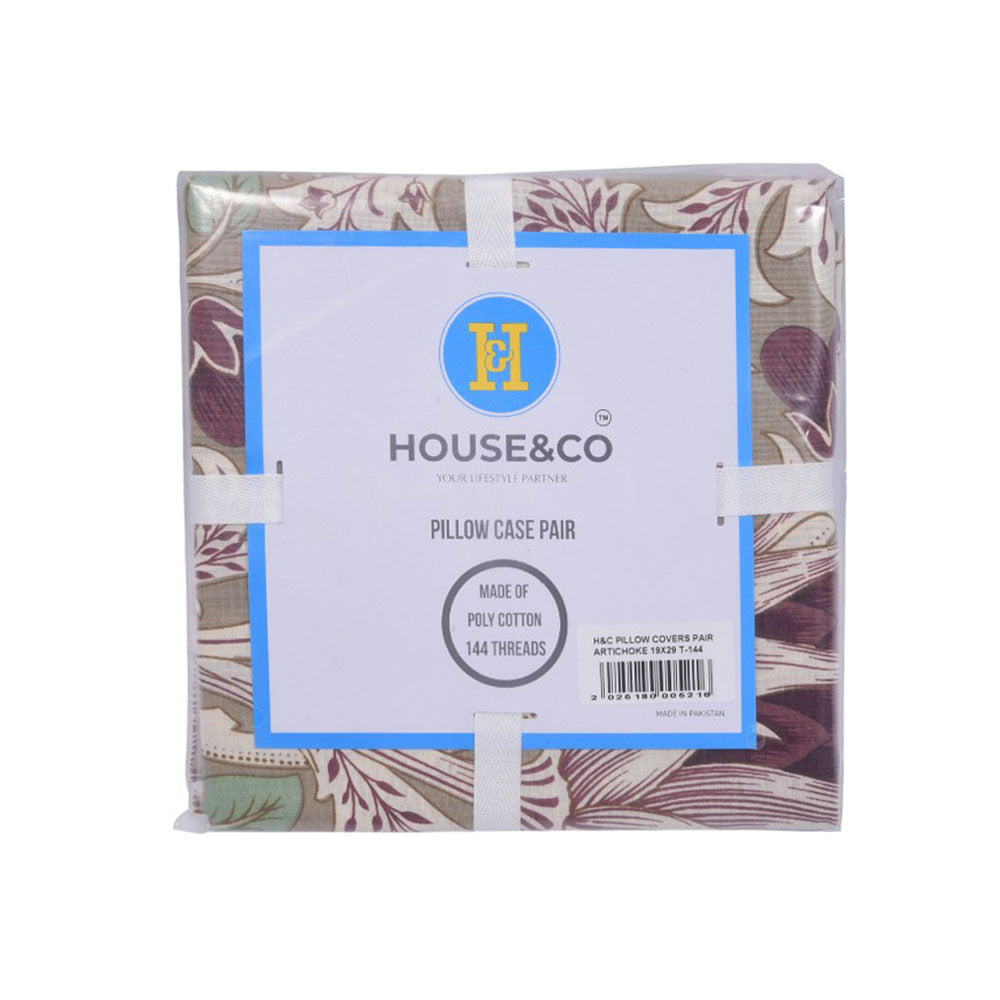 House & Co PILLOW COVERS PAIR ETCHING & ROSES 19X29 T-144