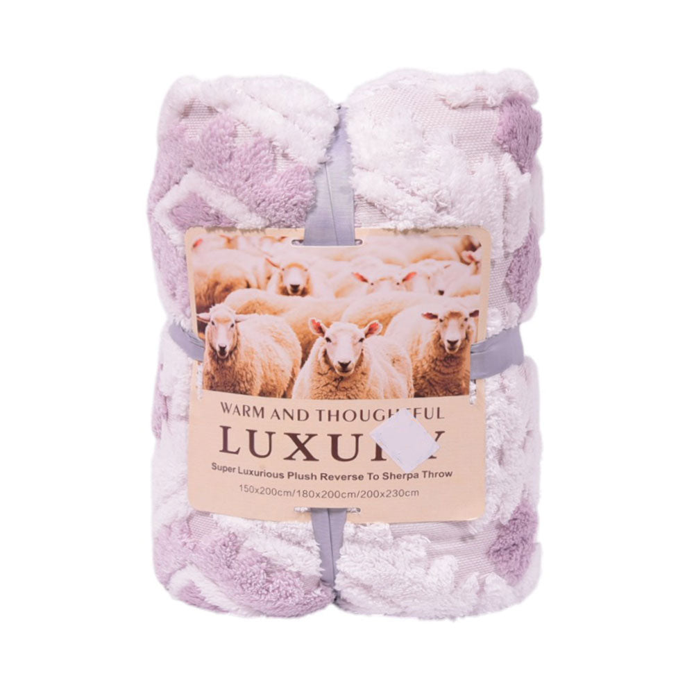FLEECE BLANKET IR LIGHT PURPLE & WHITE 62301-7