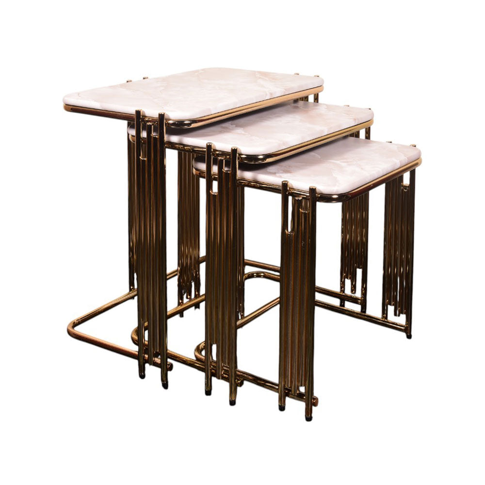 TABLE SET 3 PCS DELUXE GOLDEN-P21817