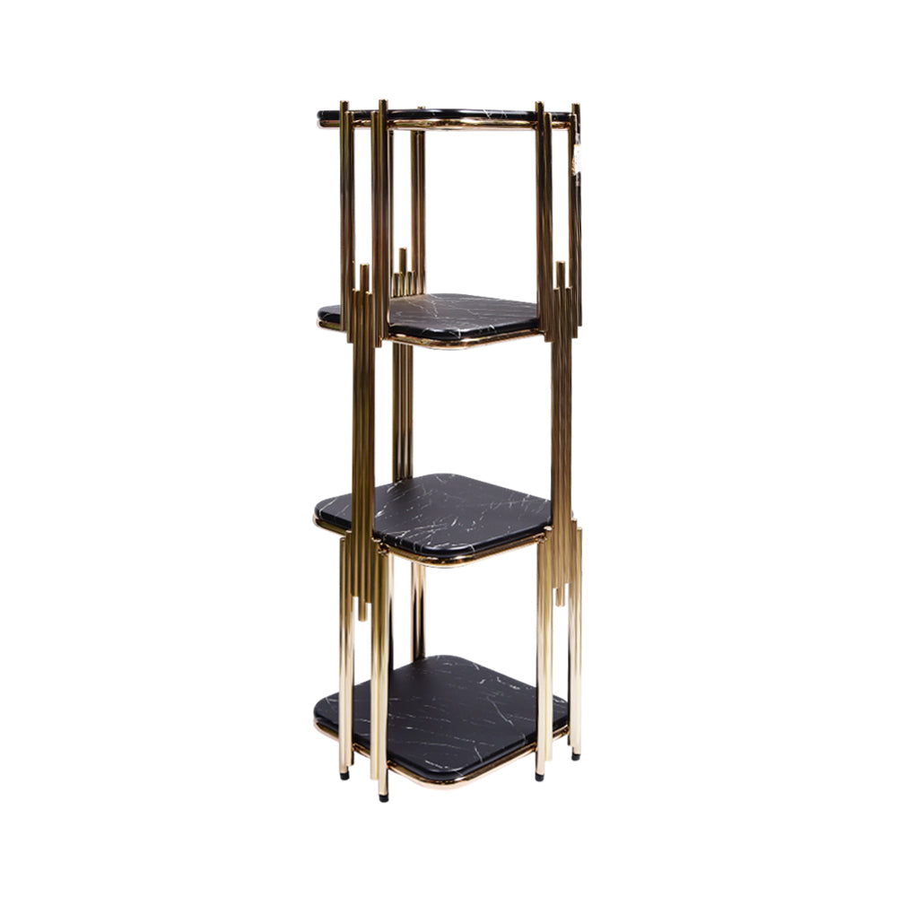 FLOWER STAND GOLDEN 4 SHELF SQUARE-P21809