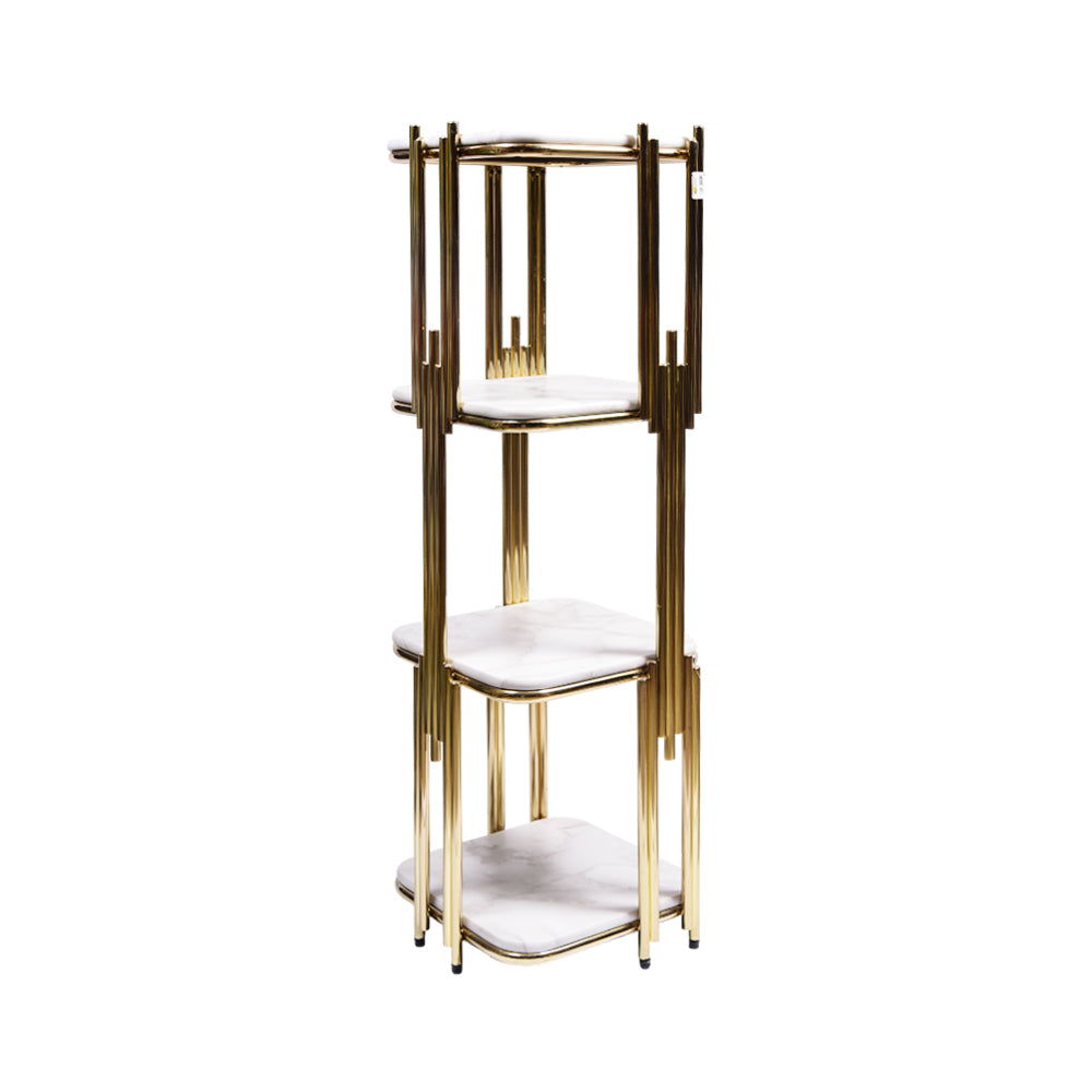 FLOWER STAND GOLDEN 4 SHELF SQUARE-P21819