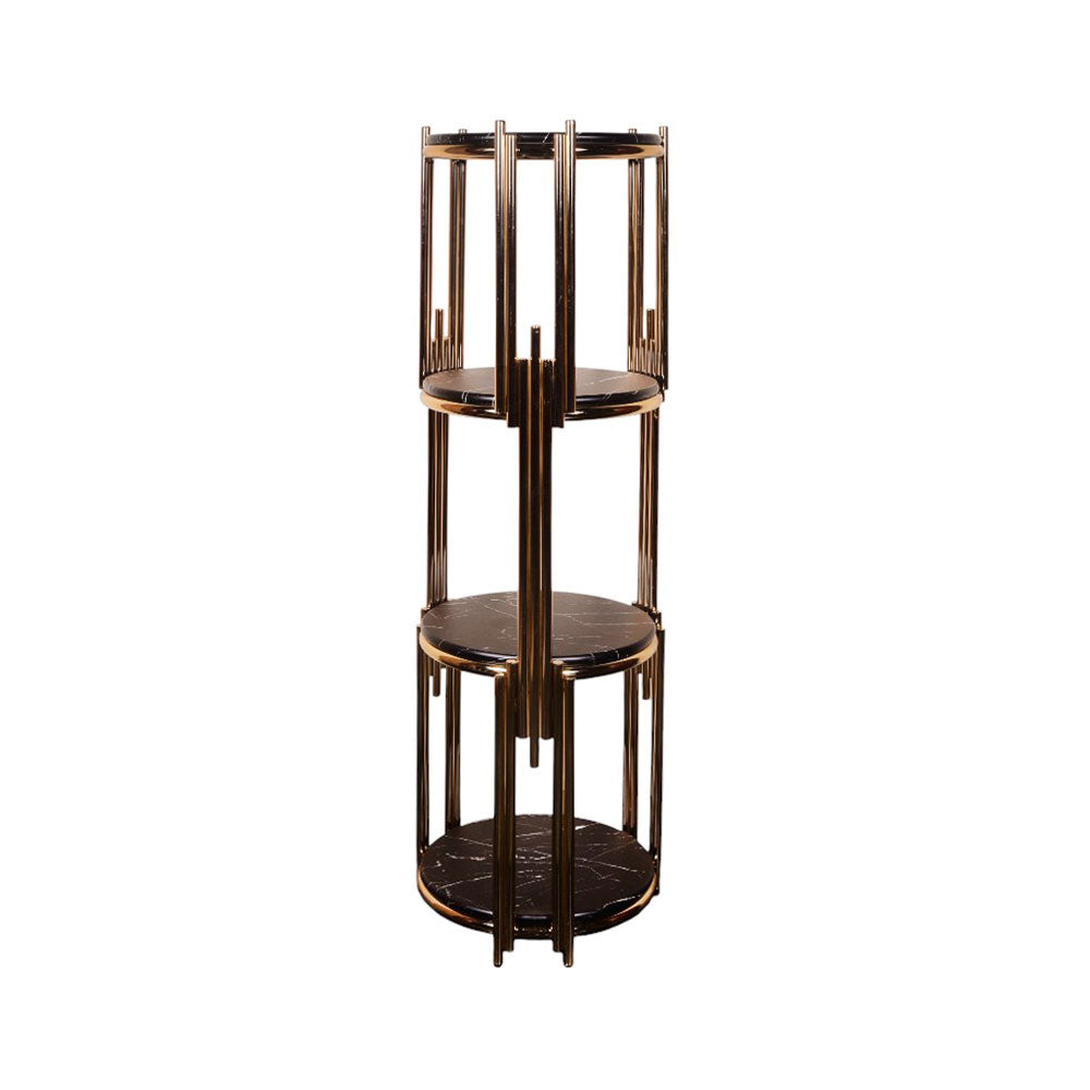 FLOWER STAND GOLDEN 4 SHELF ROUND-P21809
