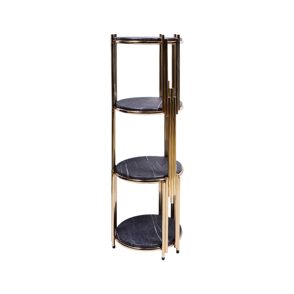FLOWER STAND GOLDEN 4 SHELF ROUND-P21823