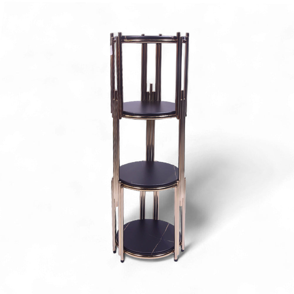 FLOWER STAND GOLDEN 4 SHELF ROUND-P21905