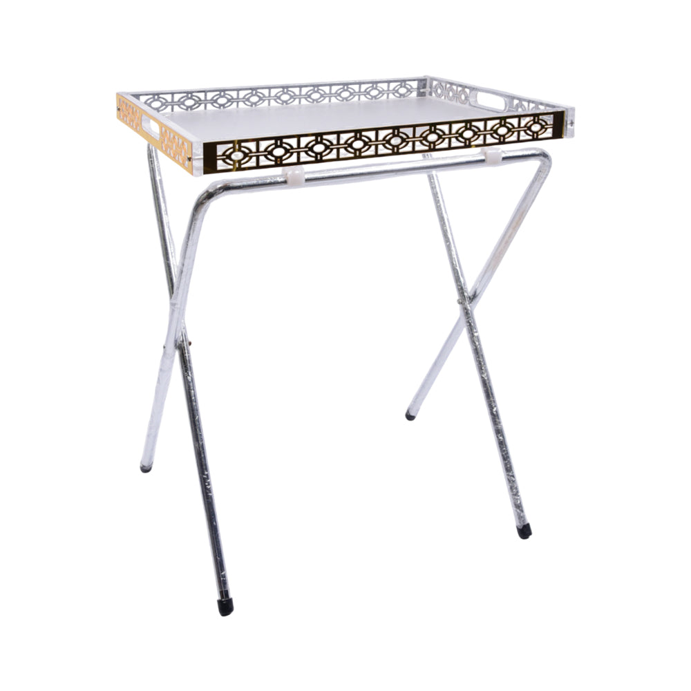 FOLDING TABLE ACRYLIC WHITE/GOLDEN 303