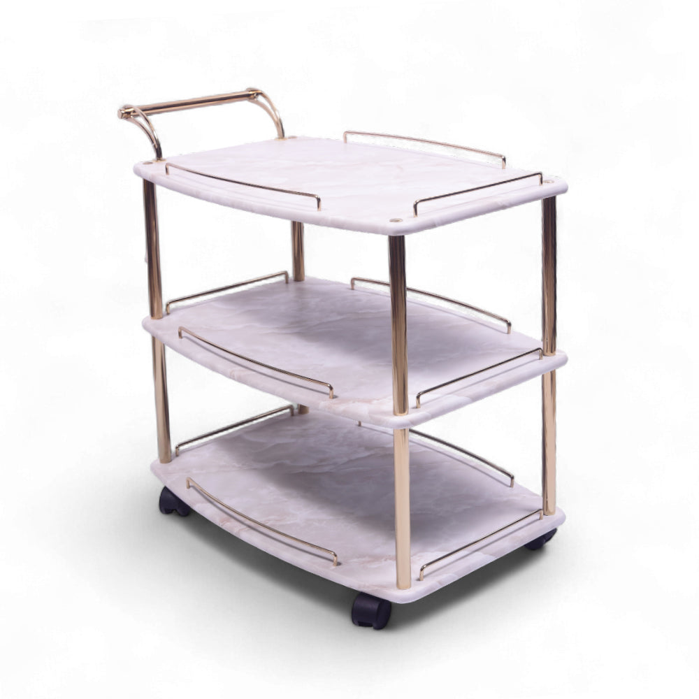 TEA TROLLEY STATE 3 SHELF GOLDEN-P21817