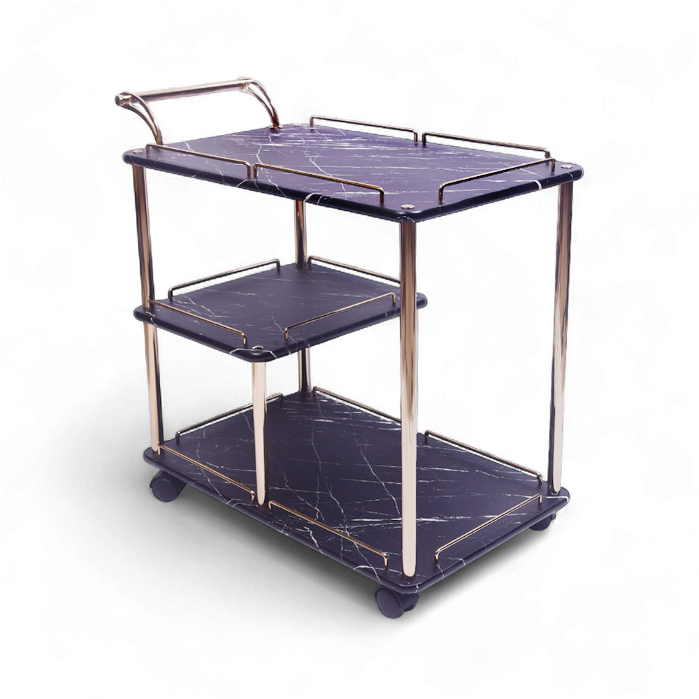 TEA TROLLEY NEW STATE 3 SHELF GOLDEN-P21809