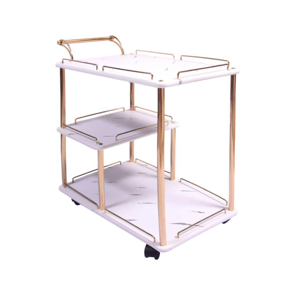 TEA TROLLEY NEW STATE 3 SHELF GOLDEN-P21823