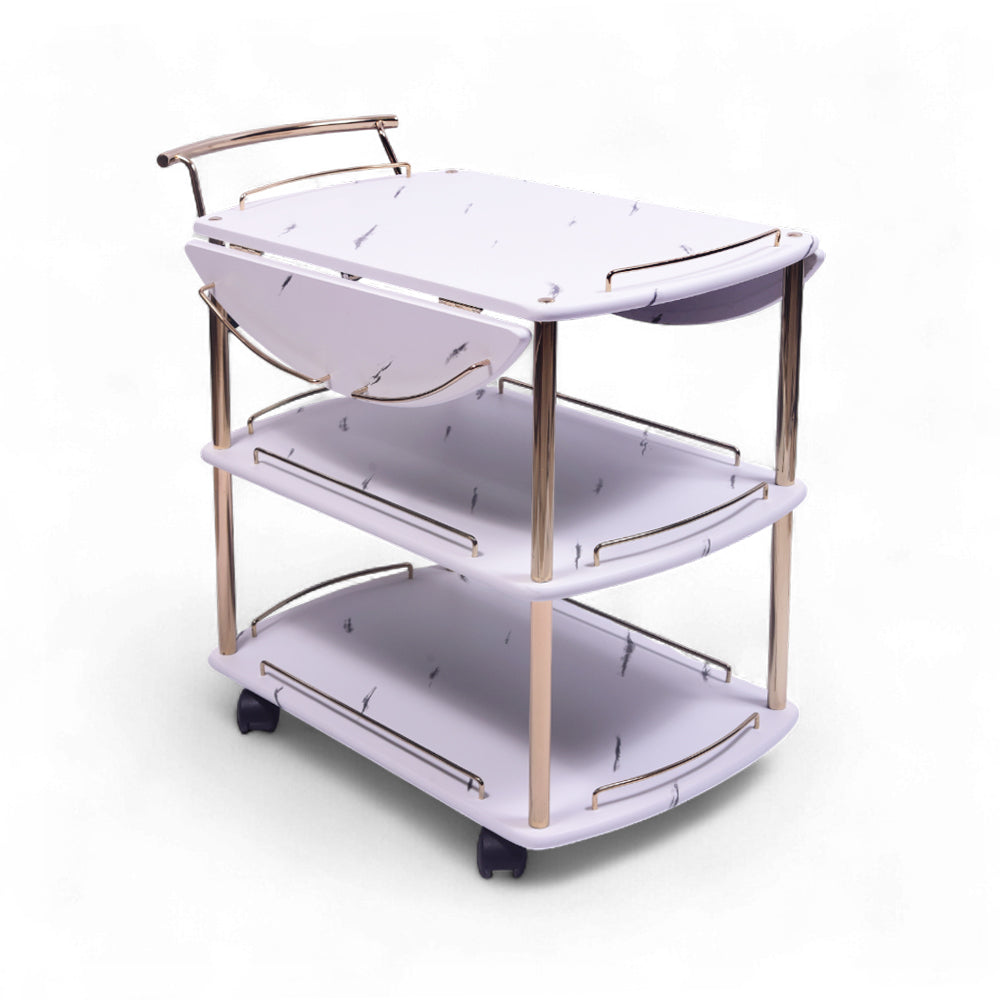 TEA TROLLEY FOLDING 3 SHELF GOLDEN-P21823