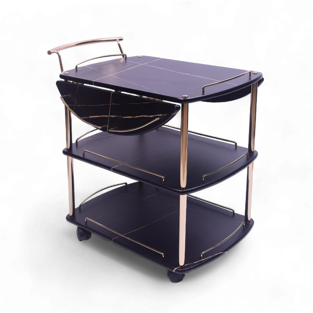 TEA TROLLEY FOLDING 3 SHELF GOLDEN-P21905