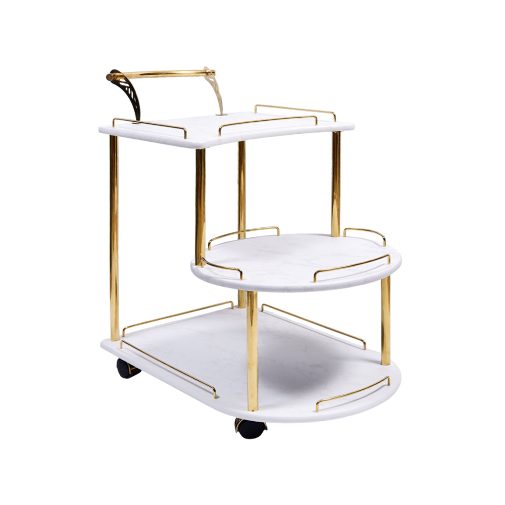 TEA TROLLEY 3 SHELF BAGGI-201 WHITE MARBLE-E02