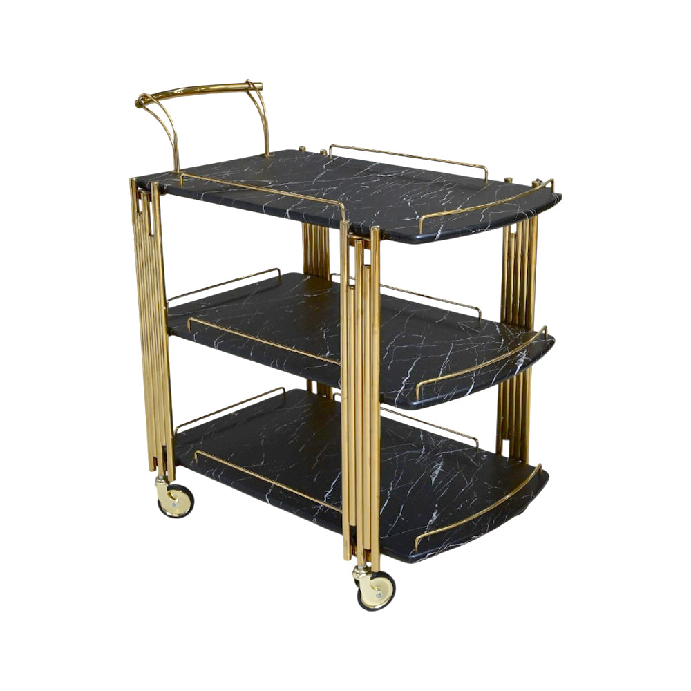 TEA TROLLEY 3 SHELF CLASSIC-410 BLACK MARBLE-E18
