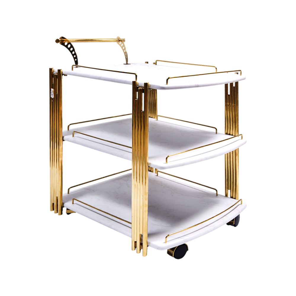 TEA TROLLEY 3 SHELF CLASSIC-410 WHITE MARBLE-E02