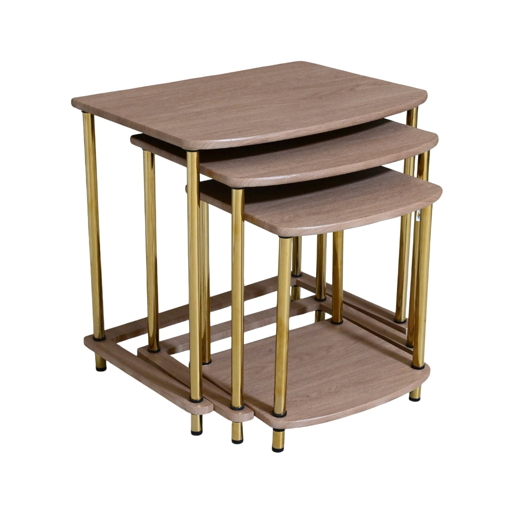TABLE SET DELUXE SQUARE 3PCS 178 TEXTURE WOOD E08