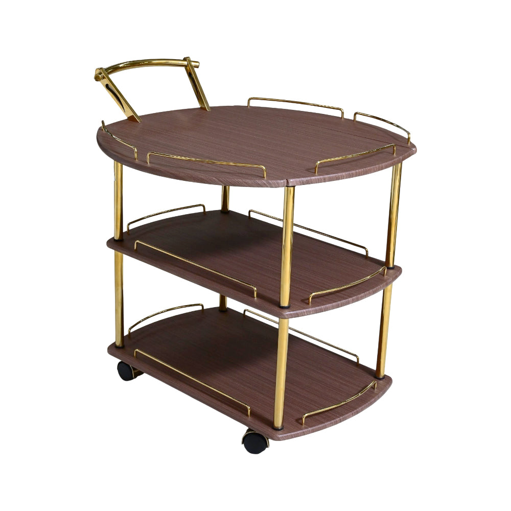 TEA TROLLEY FOLDING 3 SHELF-885 DARK BROWN-E14