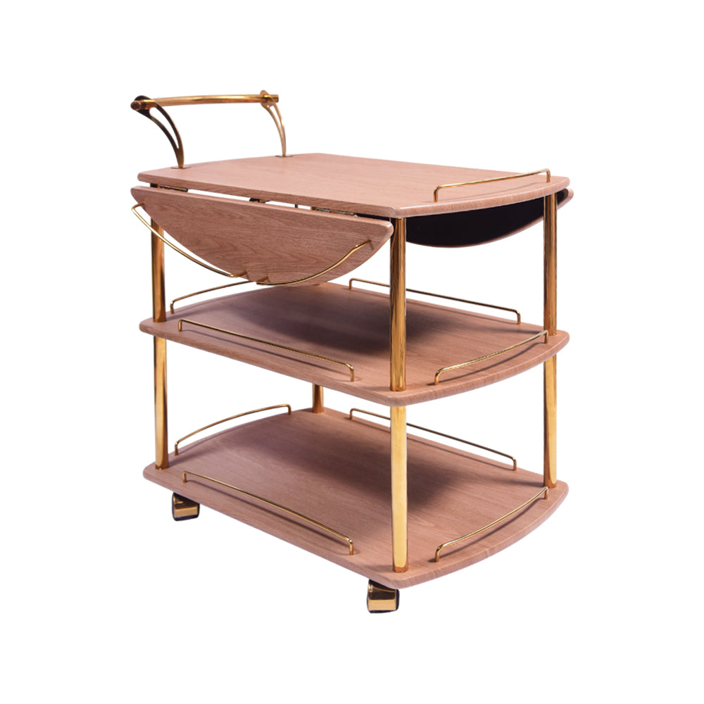 TEA TROLLEY FOLDING 3 SHELF-885 TEXTURE WOOD-E08
