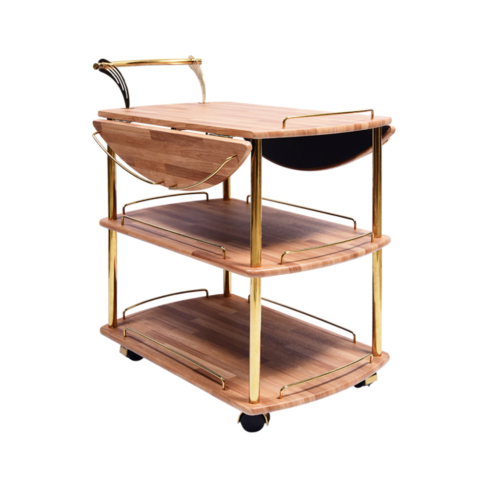 TEA TROLLEY FOLDING 3 SHELF-885 BRICK WOOD-E25