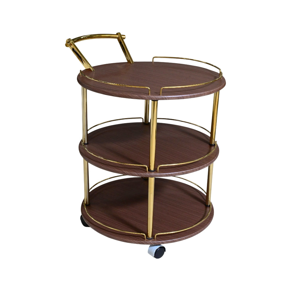 TEA TROLLEY 3 SHELF ROUND-506 DARK BROWN-E14