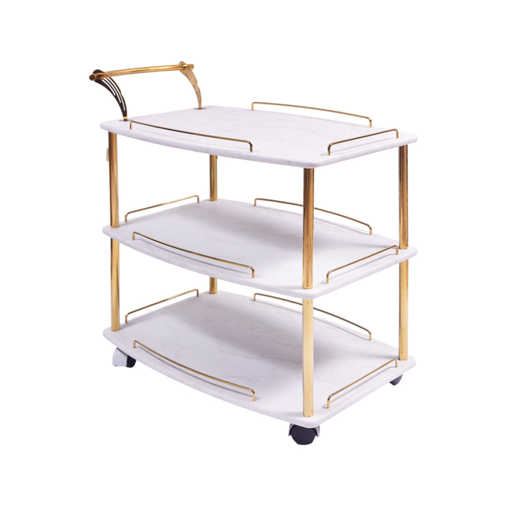 TEA TROLLEY 3 SHELF STATE-117 WHITE MARBLE-E02
