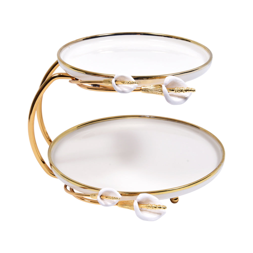 DISH 2 TIER ORCHID WB-1381