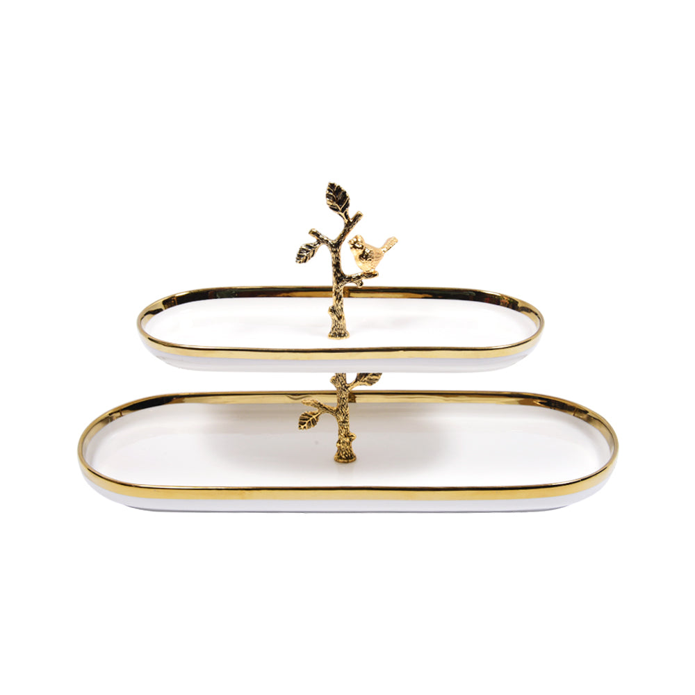 DISH 2 TIER ORCHID WB-1395