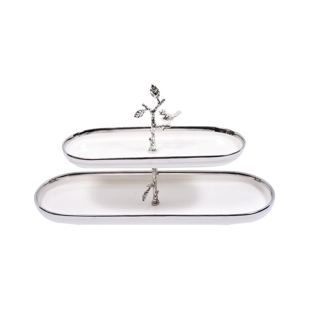 DISH 2 TIER ORCHID WB-1396