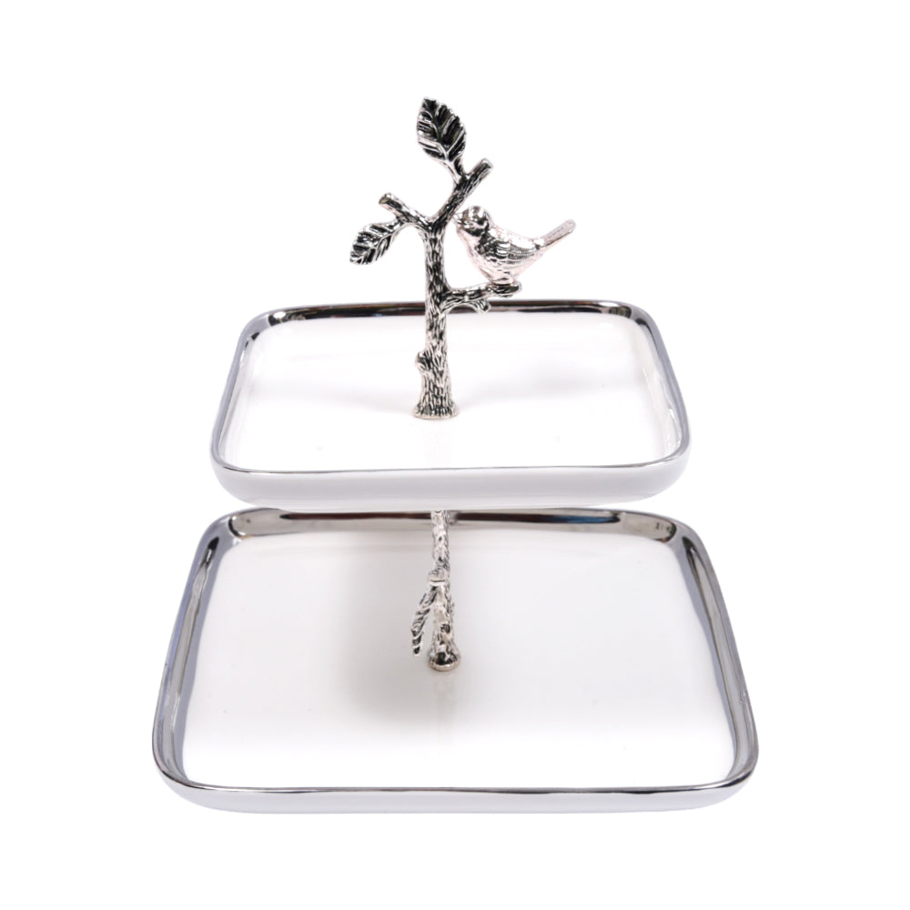 DISH 2 TIER ORCHID WB-1398