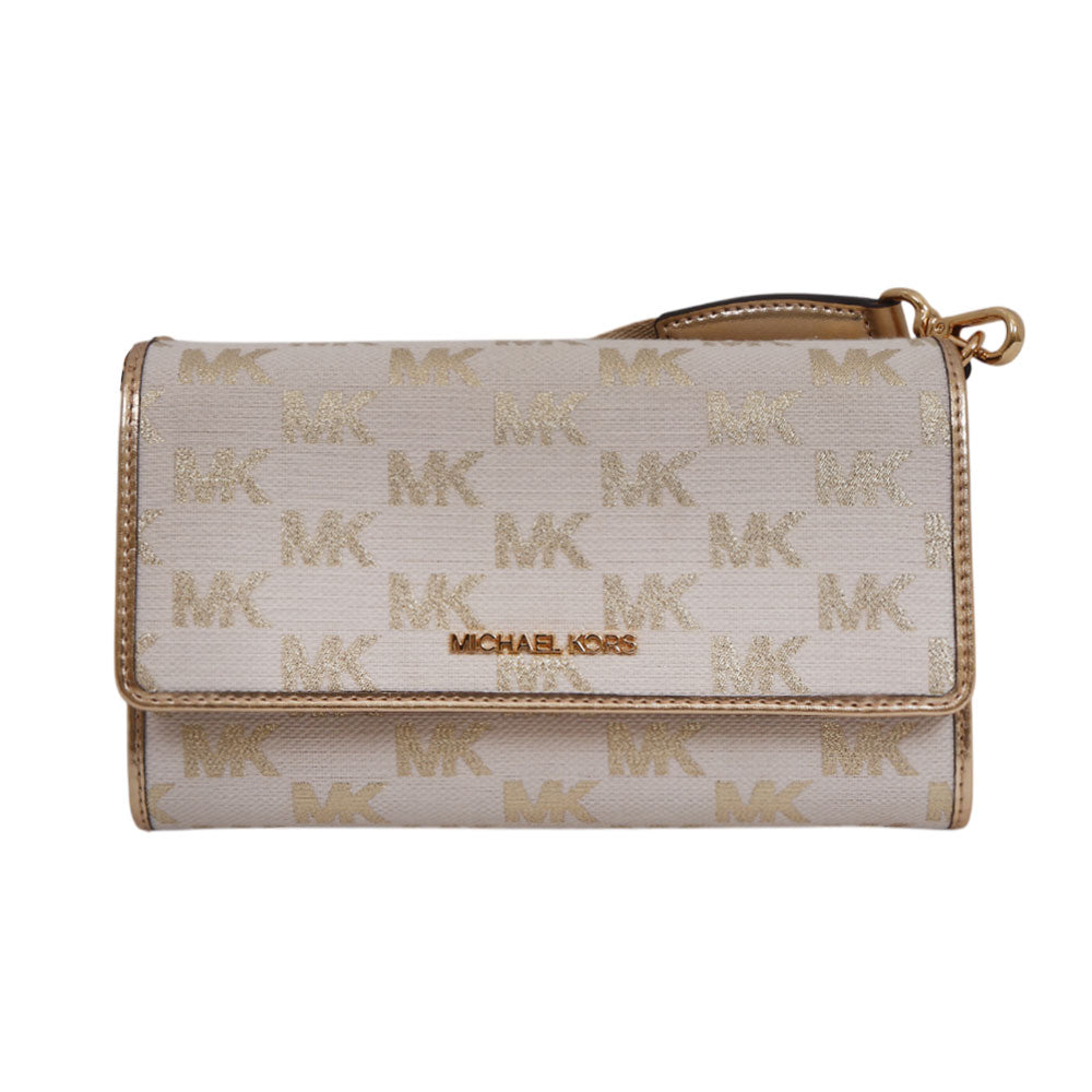 MK LADIES JET SET TRAVEL CROSS BODY BAG SM GOLD PALE 35S5GTT