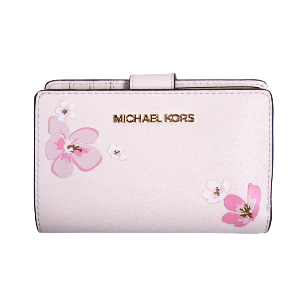 MK LADIES JET SET TRAVEL WALLET CREAM 35S4GTVF61
