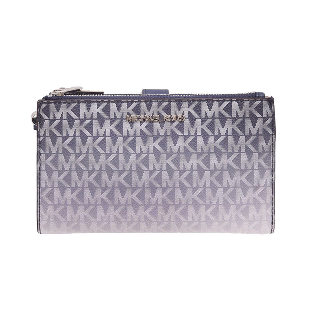 MK LADIES JET SET TRAVEL DOUBLE ZIP WALLET NAVY 35R5STVW3V