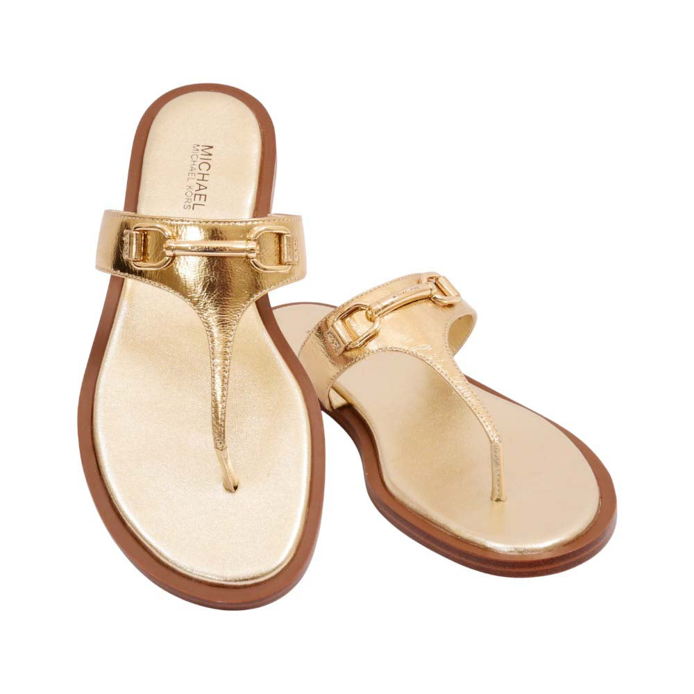 MK CARSON FLAT THONG SLIPPER CRINKLED 49S5CRFA1M PALE-GOLD 6