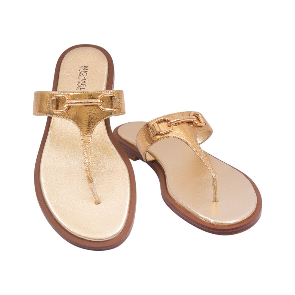 MK CARSON FLAT THONG SLIPPER CRINKLED 49S5CRFA1M PALE-GOLD 7