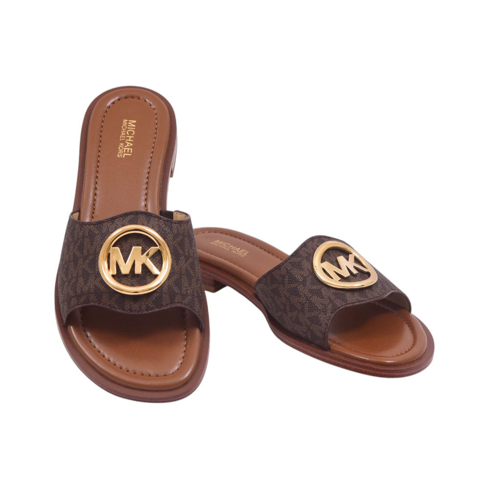 MK HANNAH FLAT SLIDE MK.SG.SM 49S5HNFS1B BROWN 7.5
