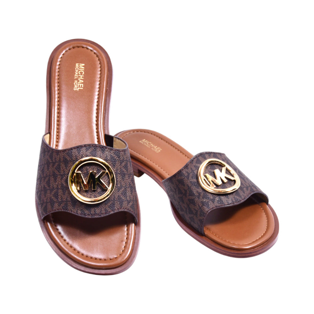 MK HANNAH FLAT SLIDE MK.SG.SM 49S5HNFS1B BROWN 9.5