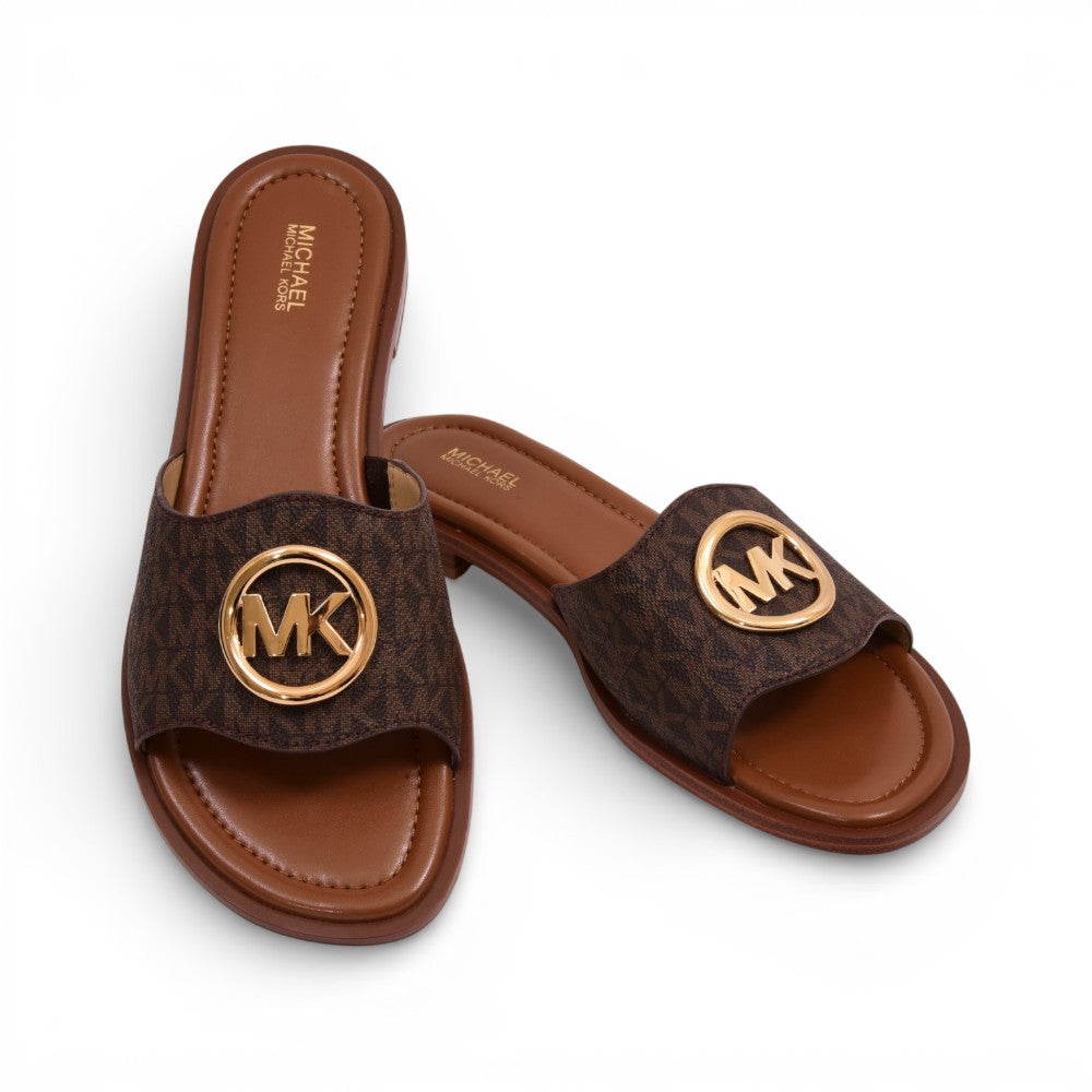 MK HANNAH FLAT SLIDE MK.SG.SM 49S5HNFS1B BROWN 10