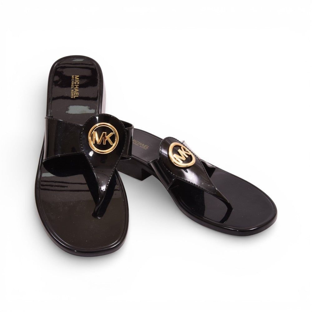 MK HANNAH JELLY THONG SLIDE PVC 49S5HNFA1B BLACK 9