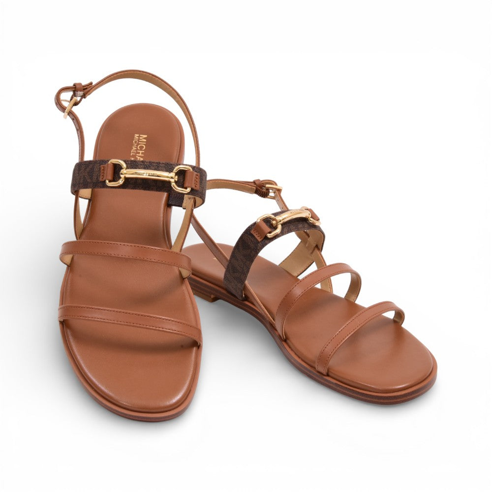 MK CARSON FLAT SANDAL MK.SIG.SM 49S5CRFS1B BROWN 8.5