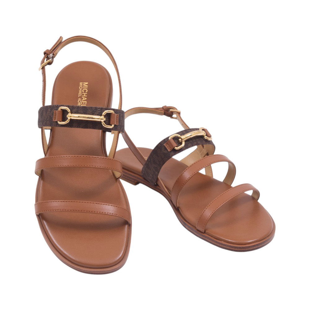 MK CARSON FLAT SANDAL MK.SIG.SM 49S5CRFS1B BROWN 9