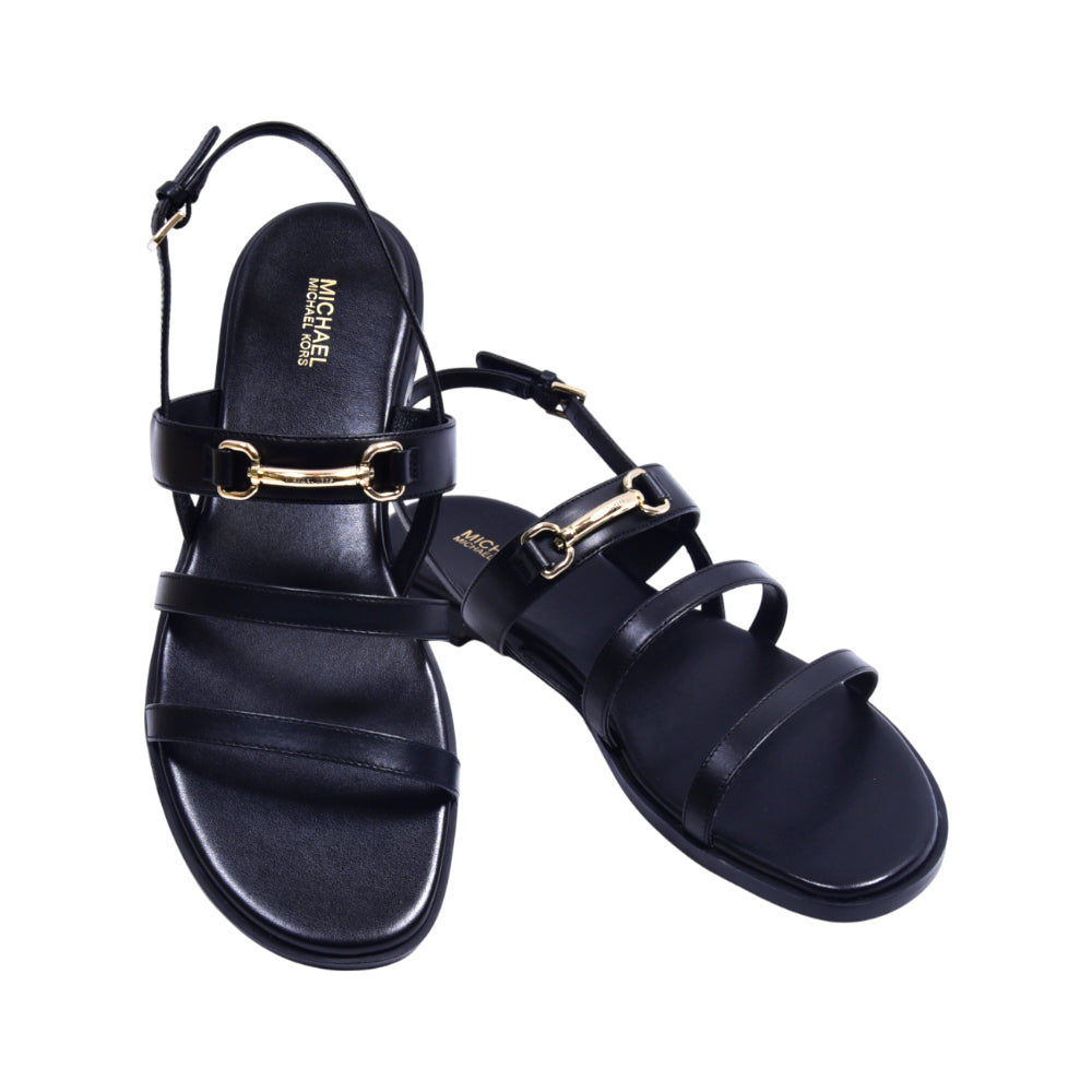 MK CARSON FLAT SANDAL LEATHER 49S5CRFS1L BLACK 10