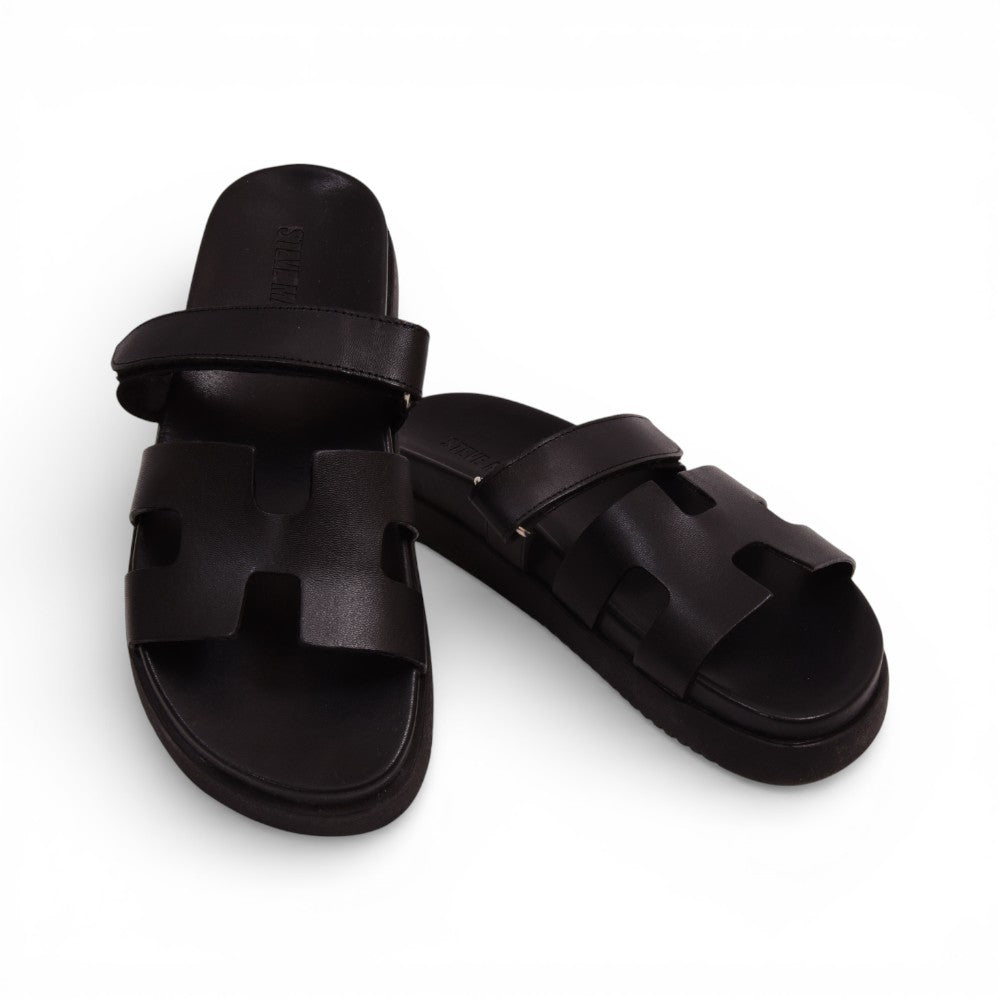 STEVE MADDEN MAYVEN SLIPPER BLACK LEATHER 7