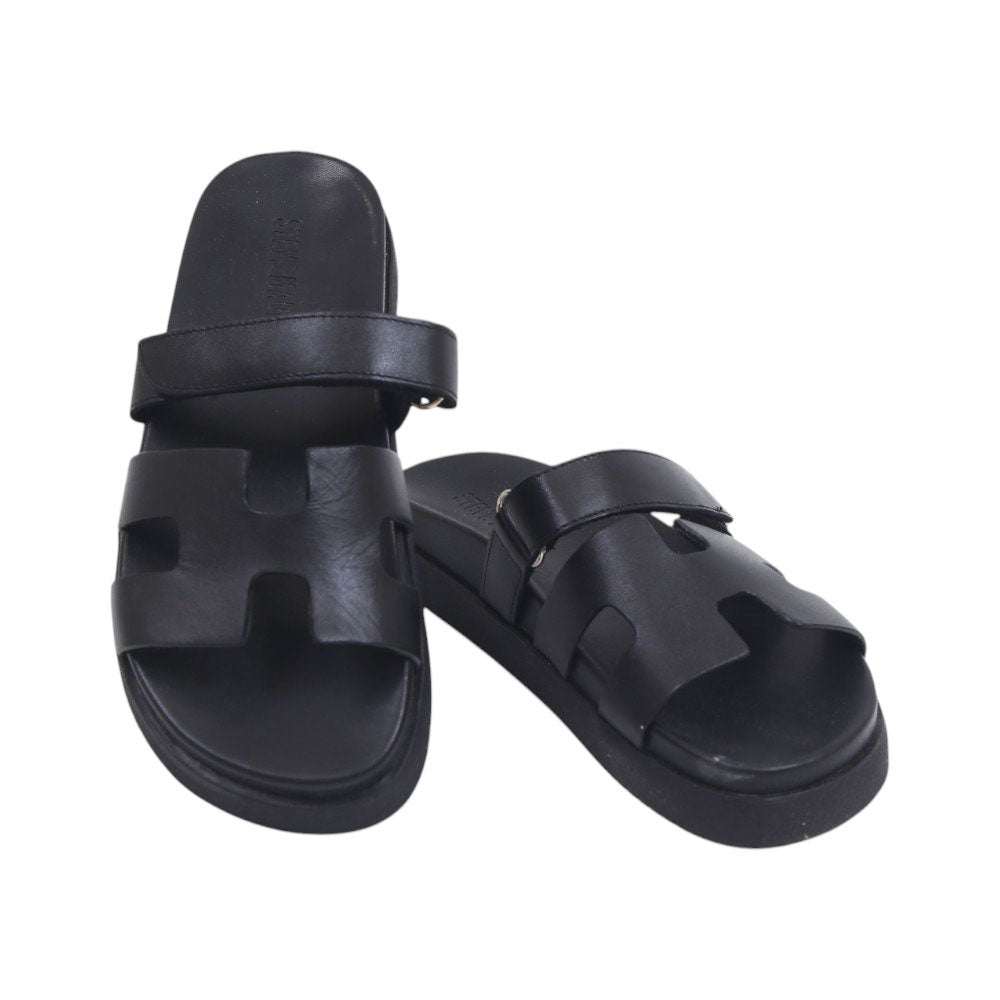 STEVE MADDEN MAYVEN SLIPPER BLACK LEATHER 7.5