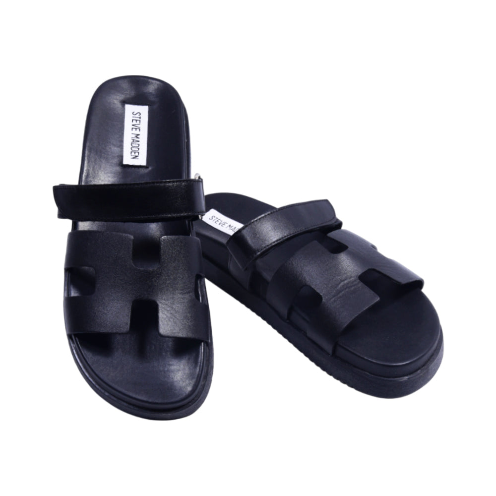STEVE MADDEN MAYVEN SLIPPER BLACK LEATHER 8.5