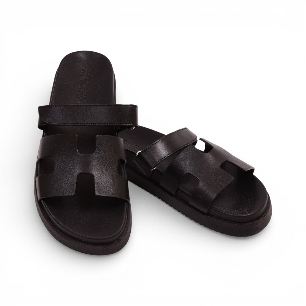 STEVE MADDEN MAYVEN SLIPPER BLACK LEATHER 9.5