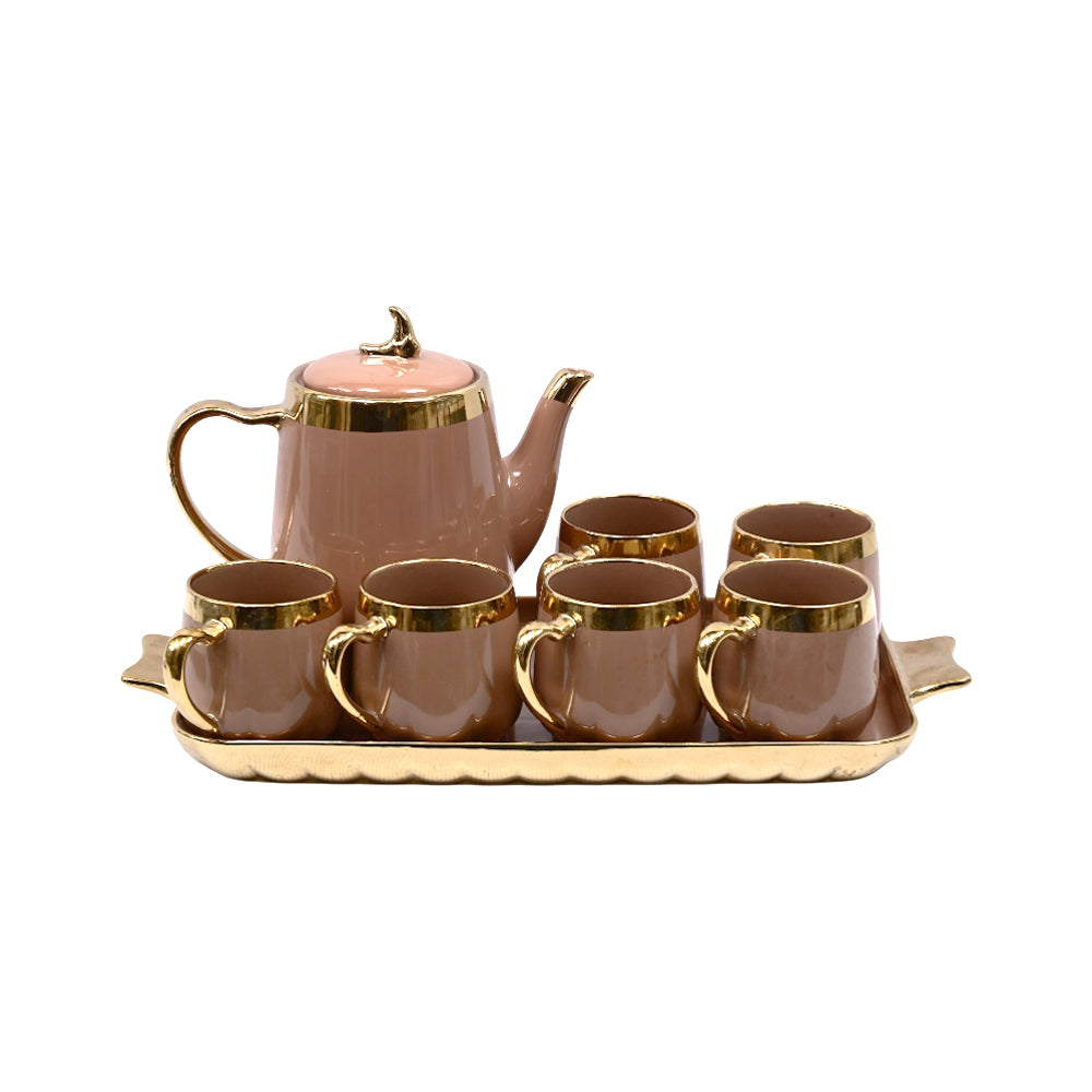 COFFEE SET 9PC CERAMIC SHINE COLLECTION ABC25-316 BROWN